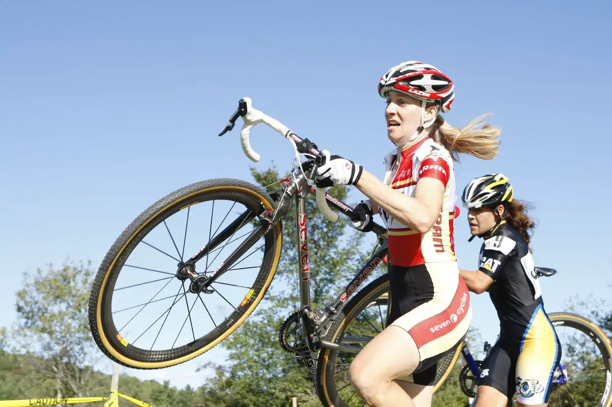 Mo Bruno-Roy shows off her new jersey at the Green Mountain  2010 NECCS Opener at Catamount Cycling Center © Laura Kozlowski